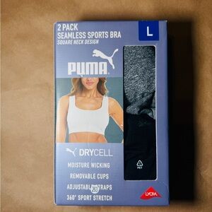 Puma 2-Pack Seamless Sports Bras — Gray & Black